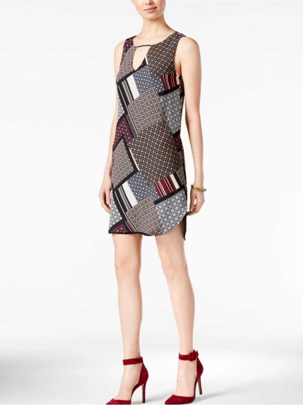 Bar III Geometric Print Shift Dress